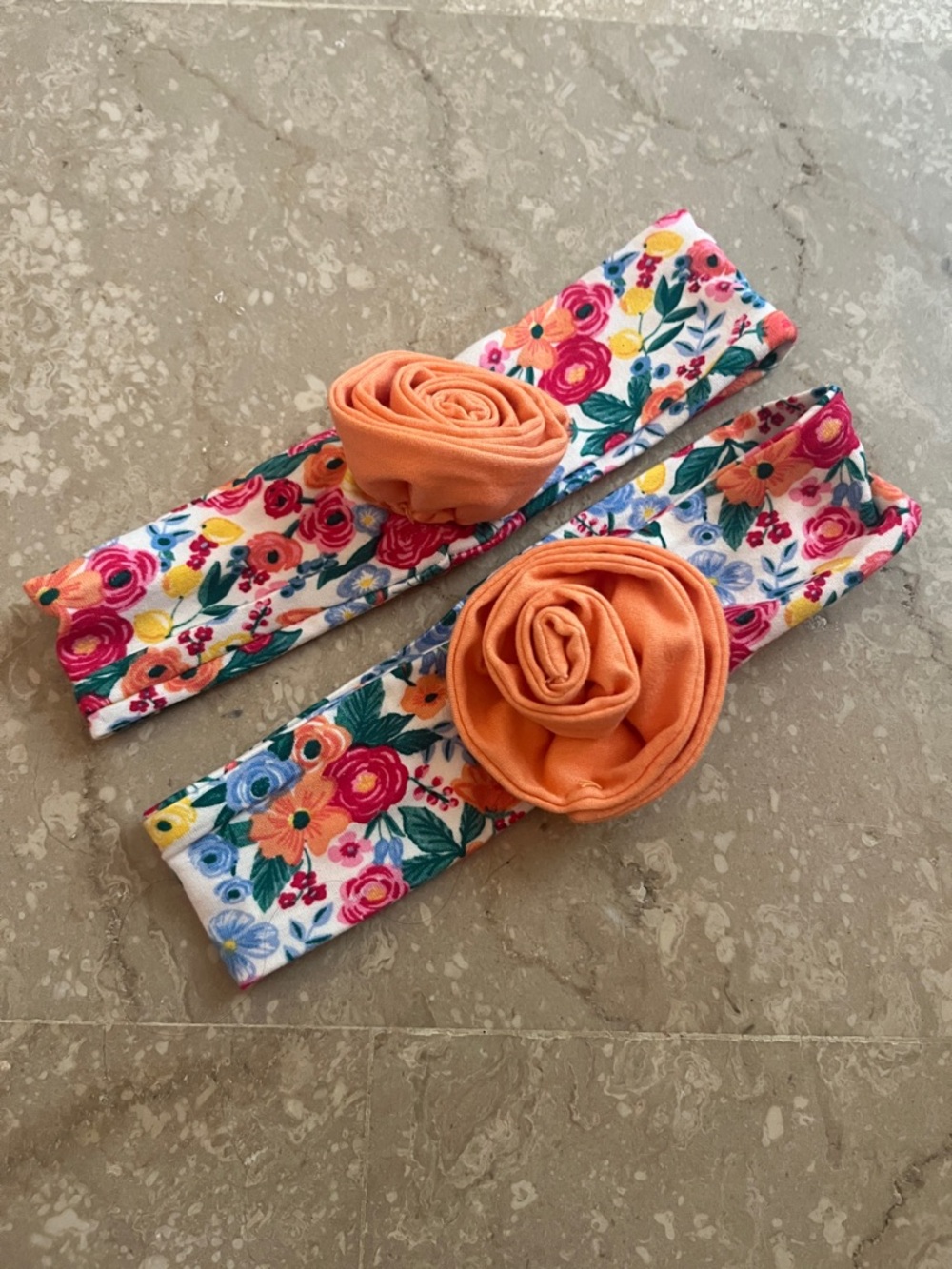Tahari Floral Stretch Headbands with Orange Rose Accents